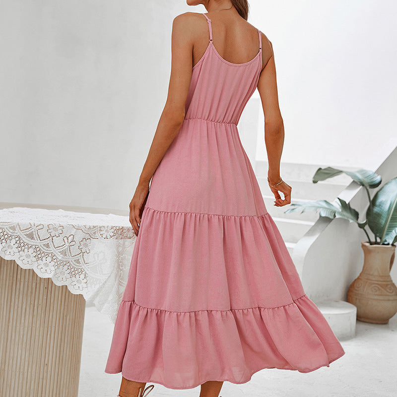 BerlinGlamour Boho-Midikleid mit Halterneck und hoher Taille