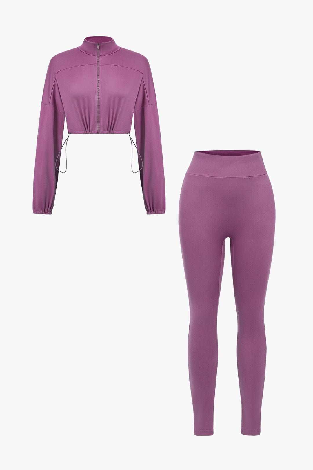 Sportliches Zweiteiler Set Cropped Jacke Leggings