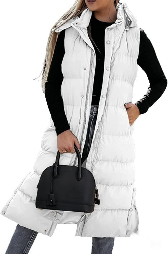 Lässige Steppjacke Ärmellos mit Kapuze und Reißverschluss