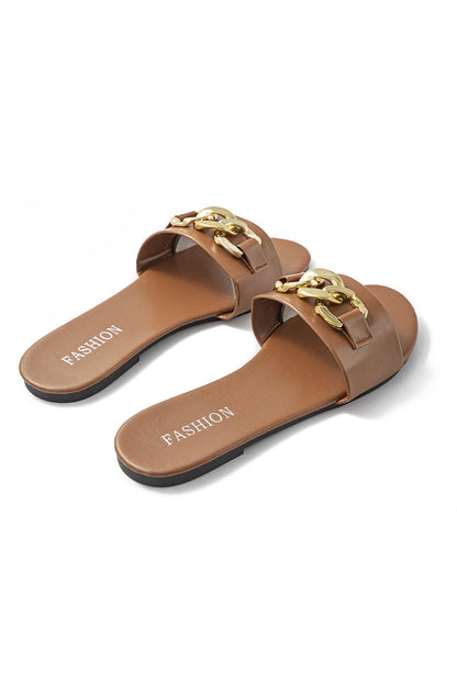 Sommer Slides Gold Kette Elegante Sandalen