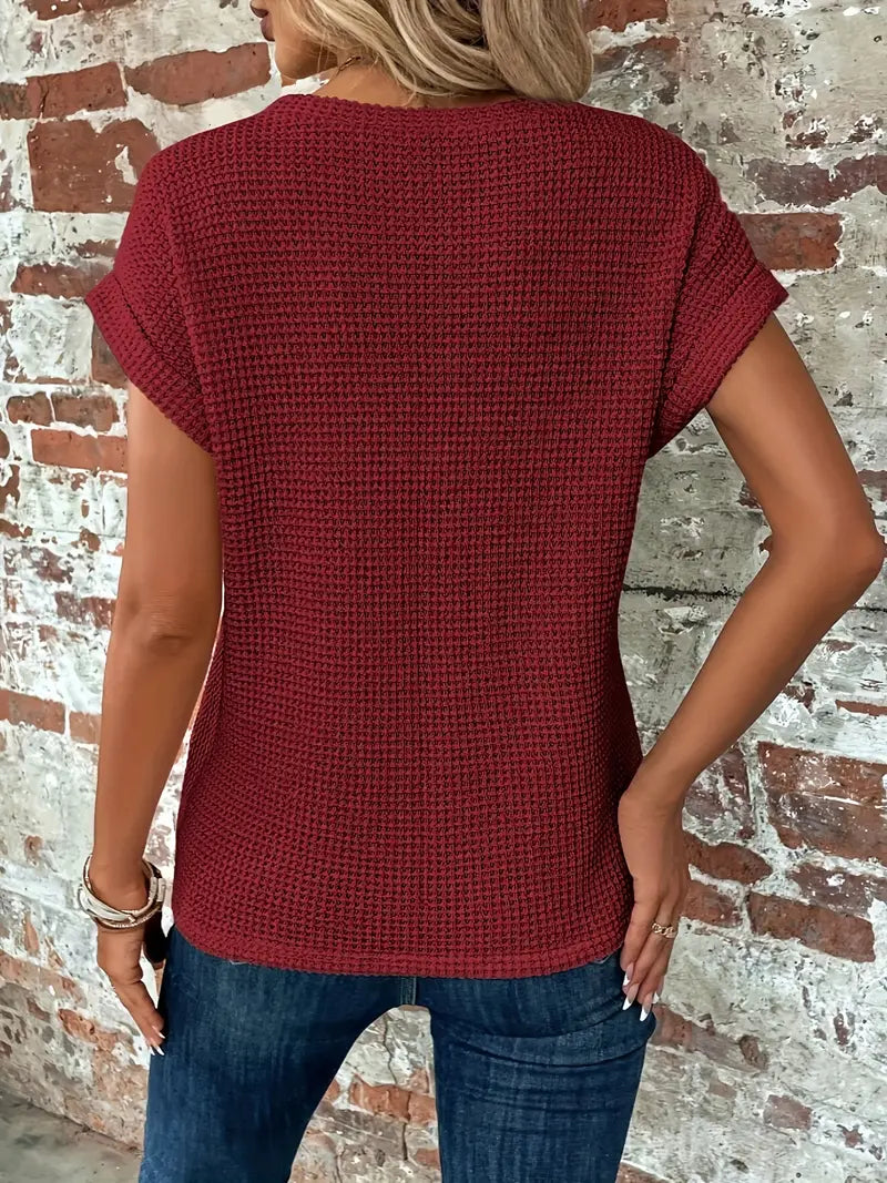 Geknotetes Damen Oberteil Gestrickt V-Ausschnitt