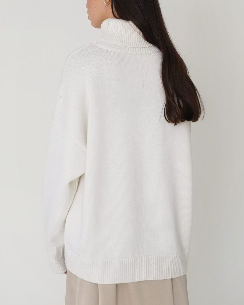 Damen Oversize Pullover Lässig High Neck Groß