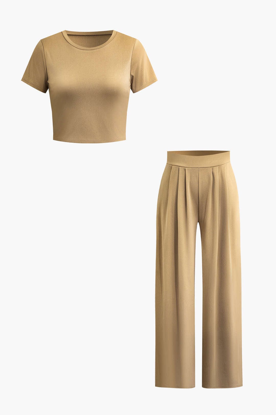 Elegantes Frauen Zweiteiler Set Crop Top Palazzo Hose - BerlinGlamour