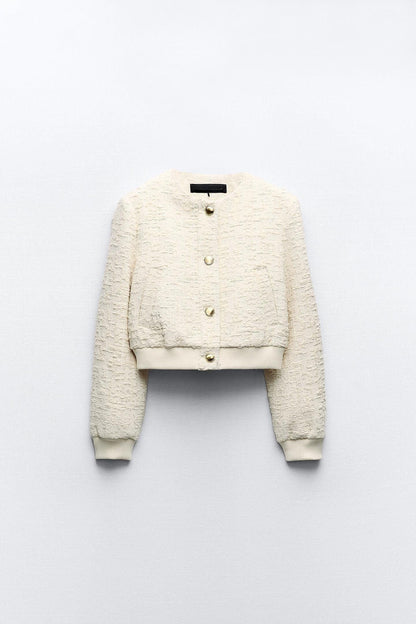 Bouclé-Jacke Kurz mitGoldknöpfen Damen - BerlinGlamour
