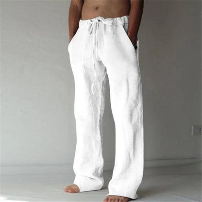 Herren Leinenhose Einfarbig Bequem Sommerhose