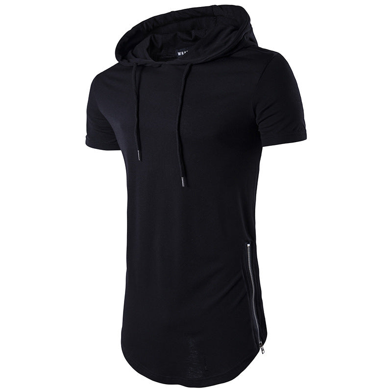 Herren Kapuzen-T-Shirt Sportlich Modern mit Reißverschlusstaschen