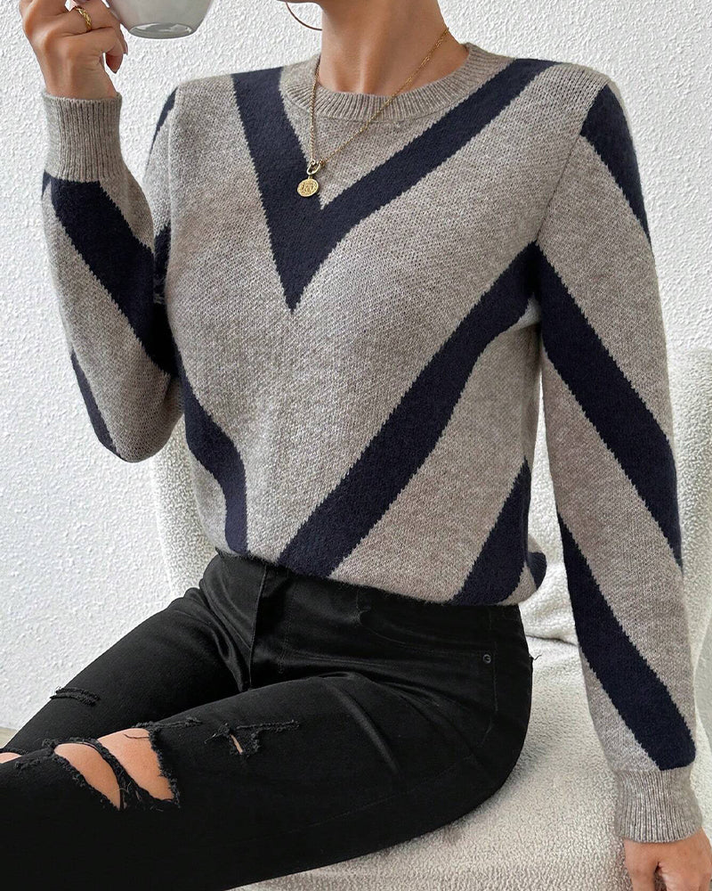 BerlinGlamour Top Rundhals Geometrisches Muster Damen