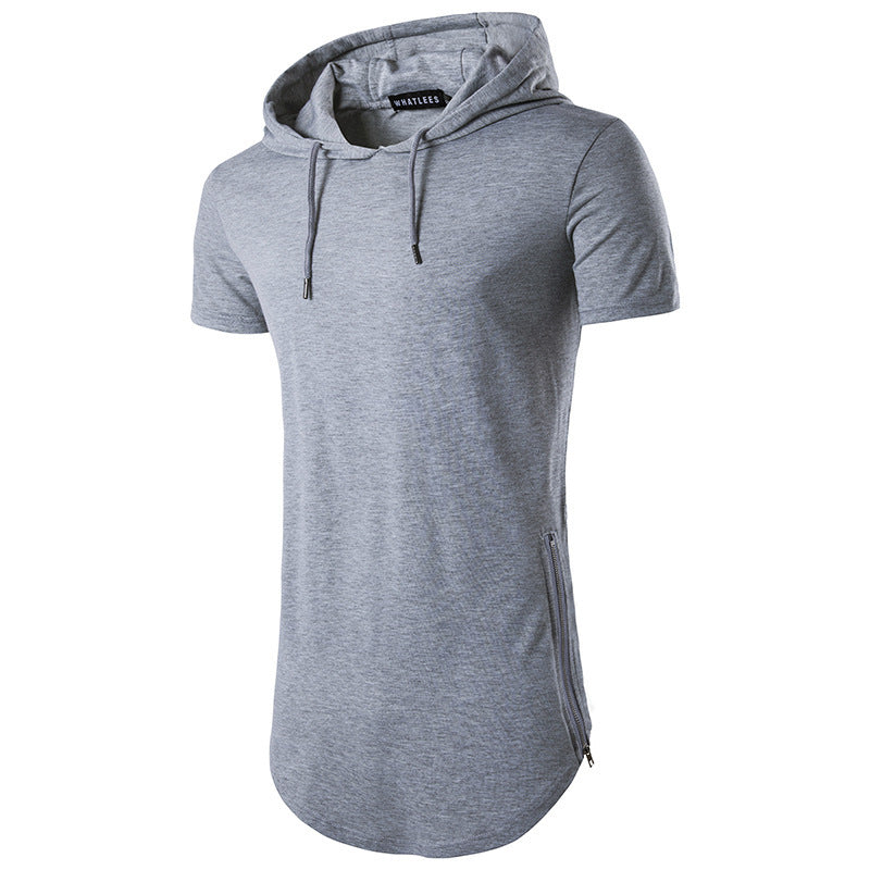 Herren Kapuzen-T-Shirt Sportlich Modern mit Reißverschlusstaschen - BerlinGlamour