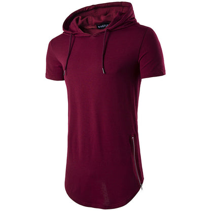 Herren Kapuzen-T-Shirt Sportlich Modern mit Reißverschlusstaschen