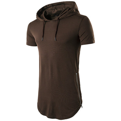 Herren Kapuzen-T-Shirt Sportlich Modern mit Reißverschlusstaschen