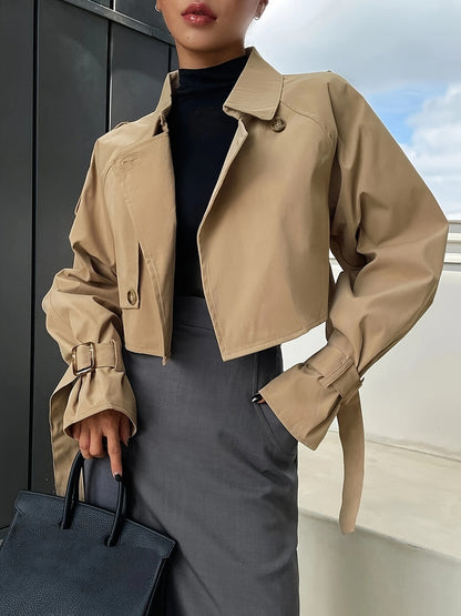 Damen Trenchcoat Kurz Modern Hochwertig