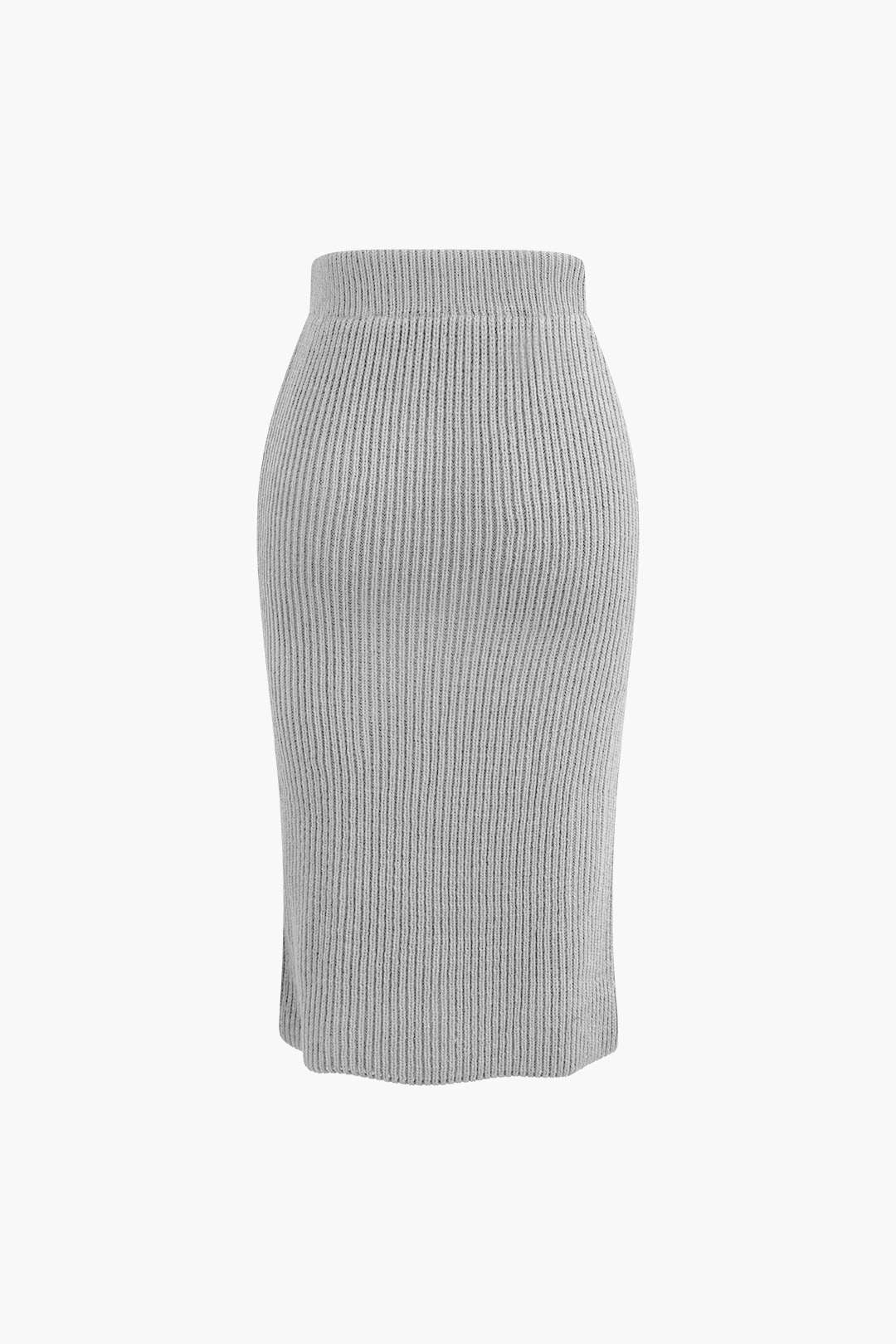 Klara | Damen Strick-Set Wickel-Oberteil Bleistiftrock Eleganz