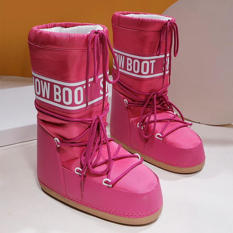 Lunéa Snow Boots Damen pink – gefütterte Snowboots mit Schnürung