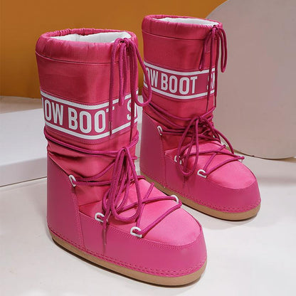 Lunéa Snow Boots Damen pink – gefütterte Snowboots mit Schnürung