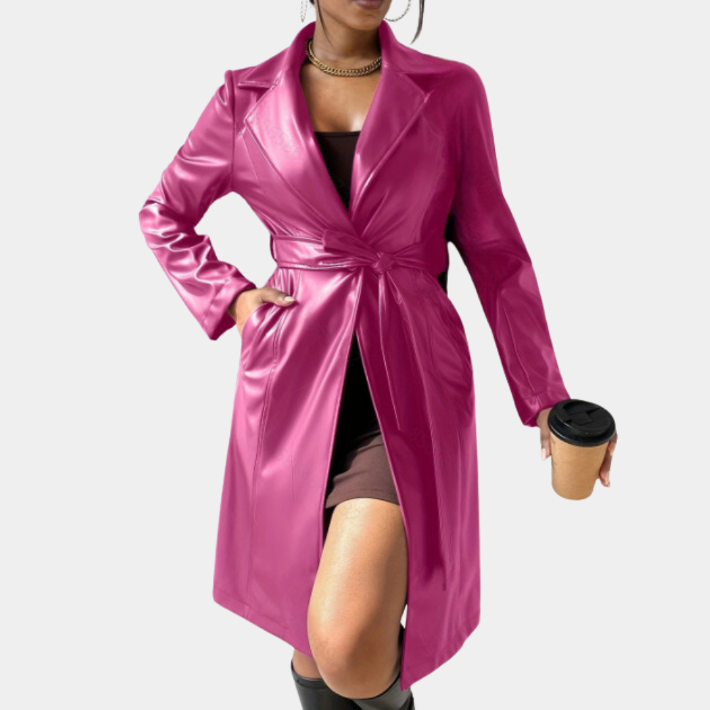 Damen Herbstjacke Lange Stylisch Schwarz