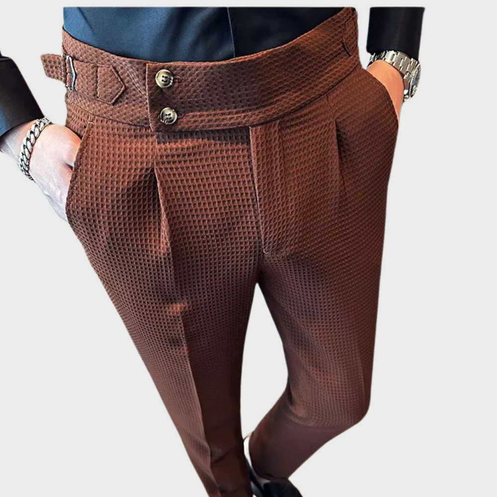 Herrenhose kariert mit hoher Bund und Komfort