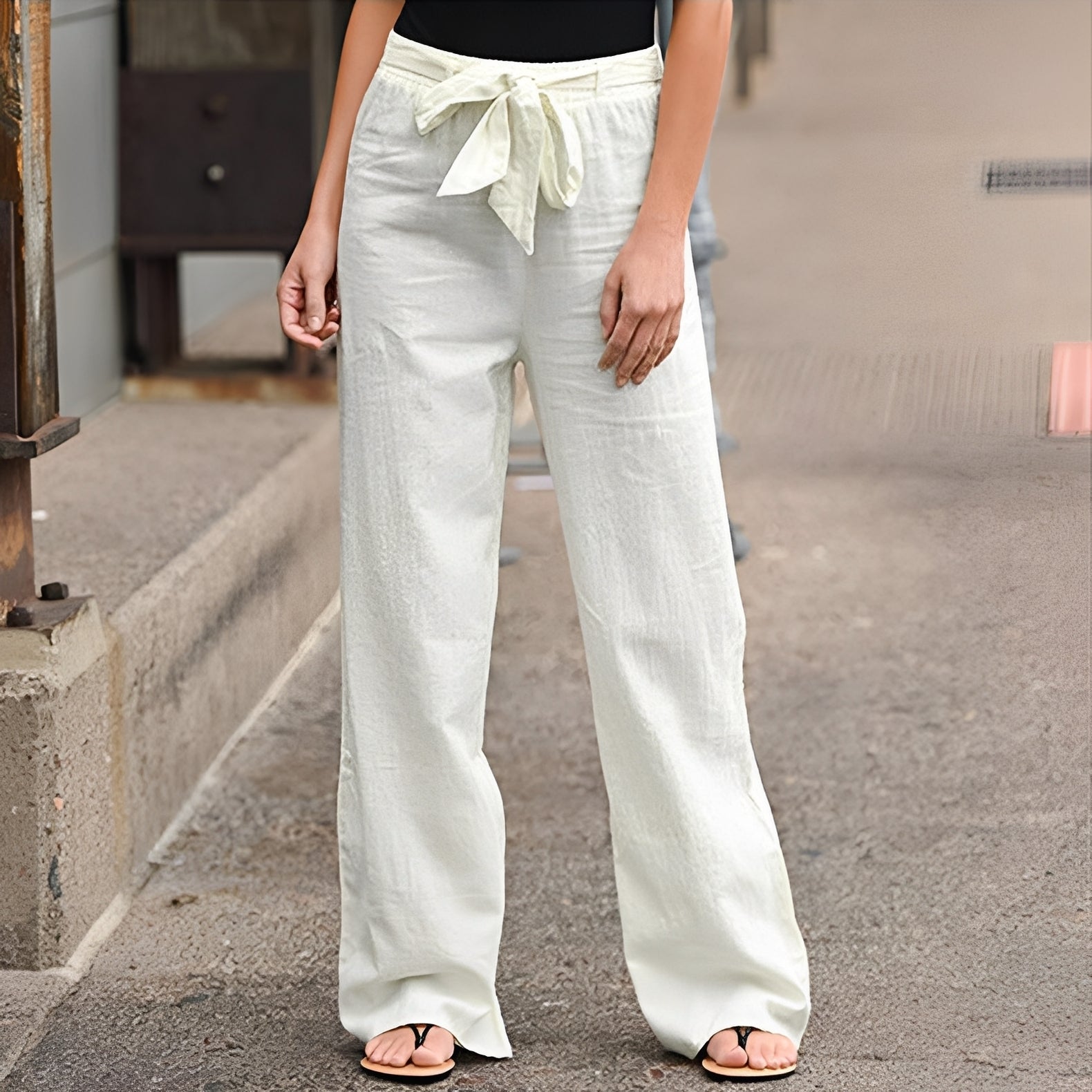 Elastische Damen Hose mit Weitem Bein und Komfortbund - BerlinGlamour