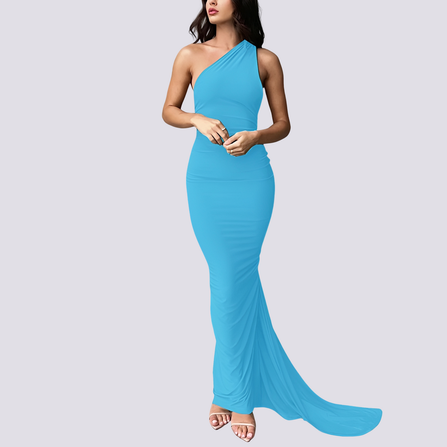 Rückenfreies Plisseekleid Damen Elegant Sommerkleid