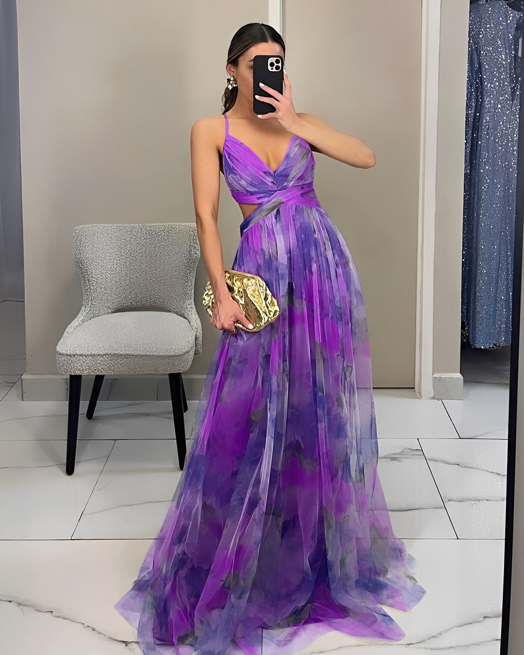 Langes Maxikleid Damen Elegant Schwarz