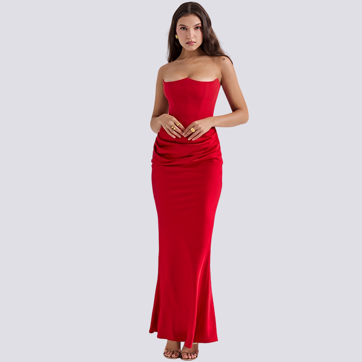 Elegantes Damen Korsettkleid Trägerlos Spitze