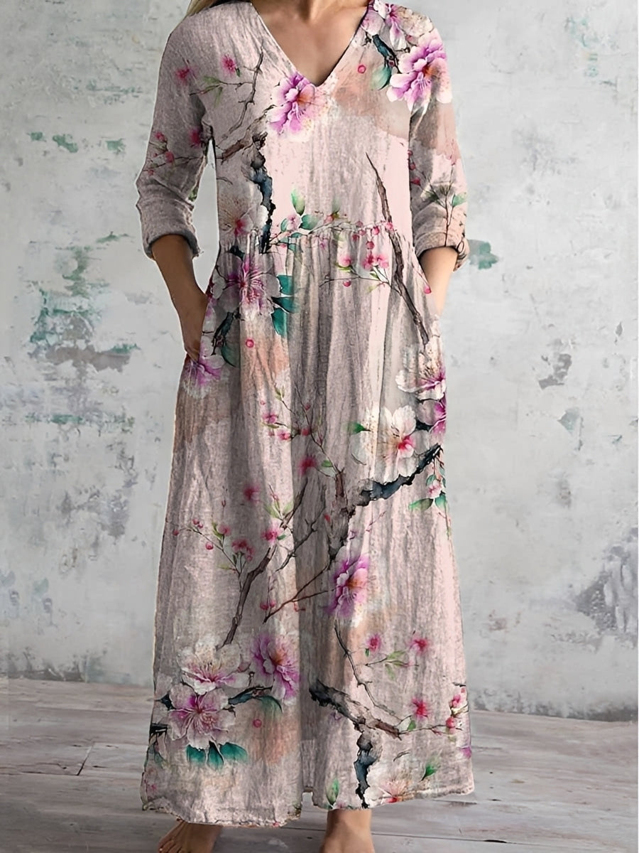 Sommerkleid Damen Blumenmuster Lockeres Leichtes