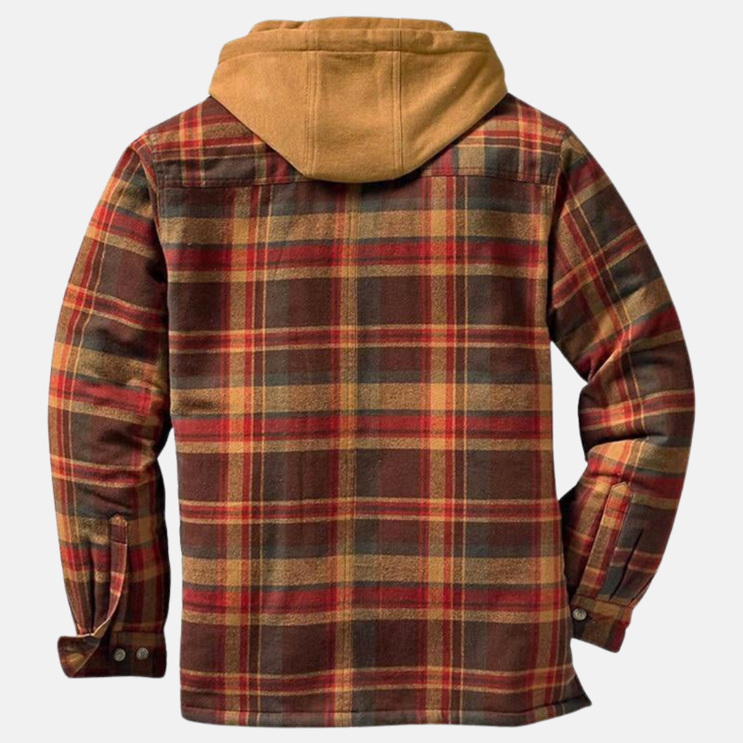 Herren Jacke Kariert Warm Lässig Knöpfbar