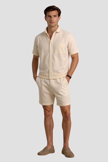 Beige Herren Shorts Komfort Kordelzug Minimalistisch