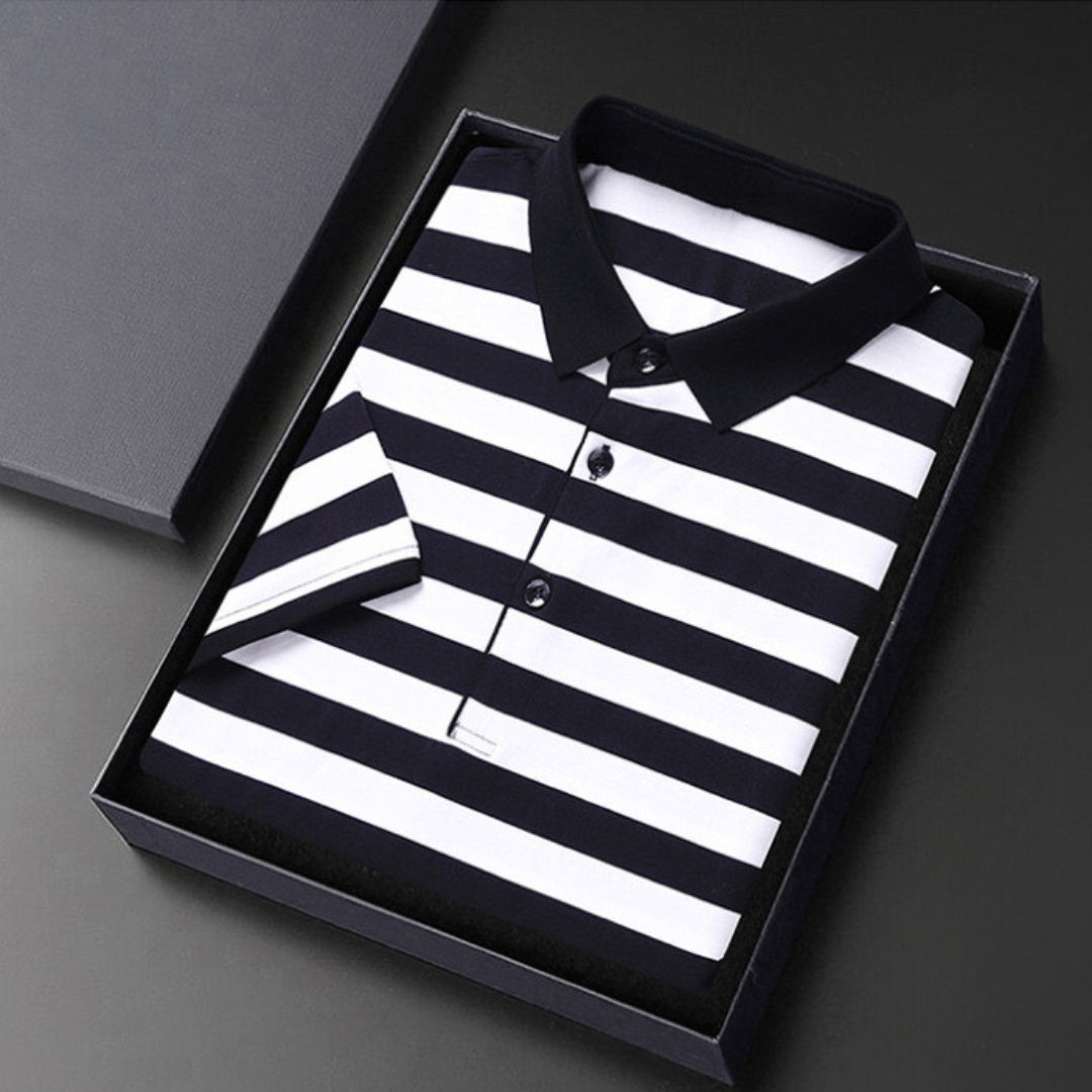 Männliches Polo Shirt Streifen Klassisch Slim Fit