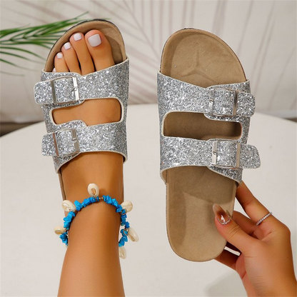 Glitzersandalen Damen High Heel Berlin Chic