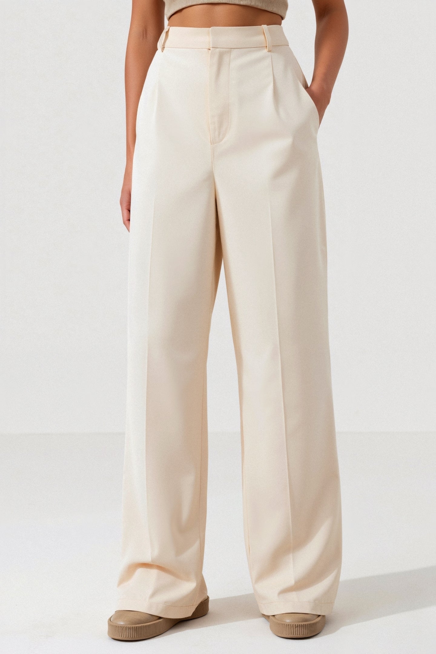 Elegante Damen Hose Weit Bequem mit Bundfalten