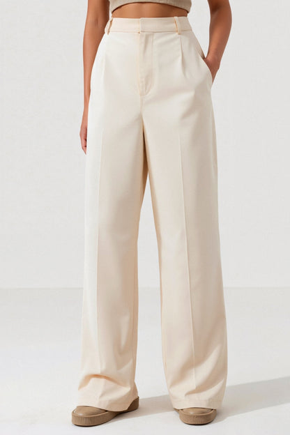 Elegante Damen Hose Weit Bequem mit Bundfalten