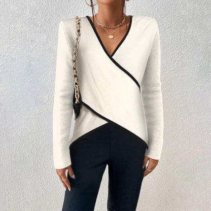 Damen Pullover V-Ausschnitt Wickellook Modern - BerlinGlamour
