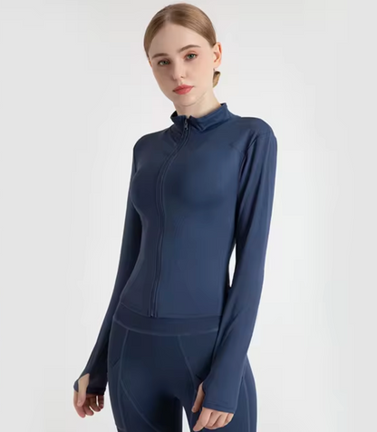 Marineblaues Damen Sportjacke, figurbetont & trendy
