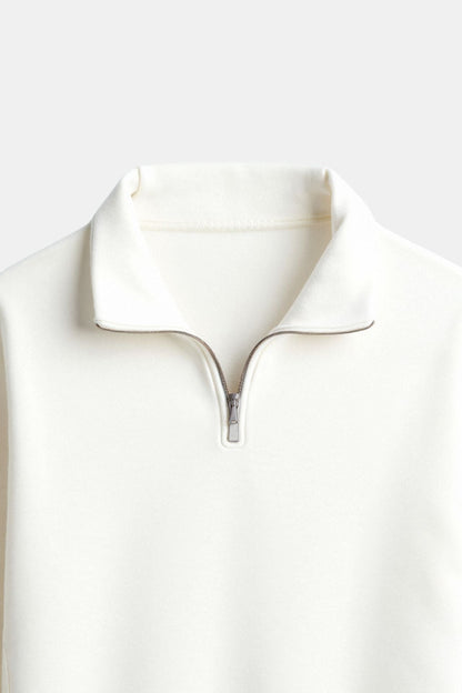 Wärmer Fleece Pullover Reißverschluss Modern