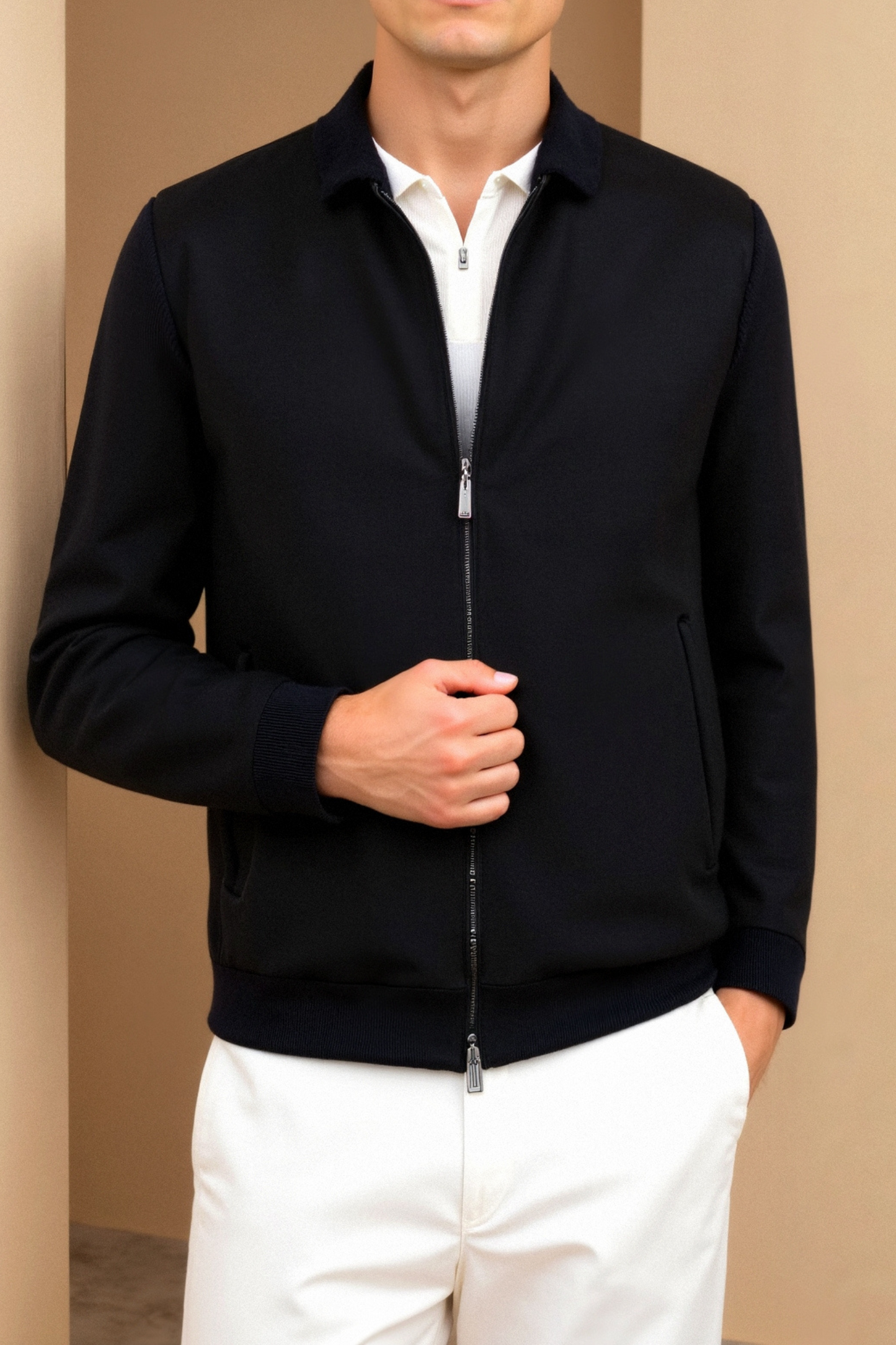 Herrenjacke Schwarz Elegante Slim Fit