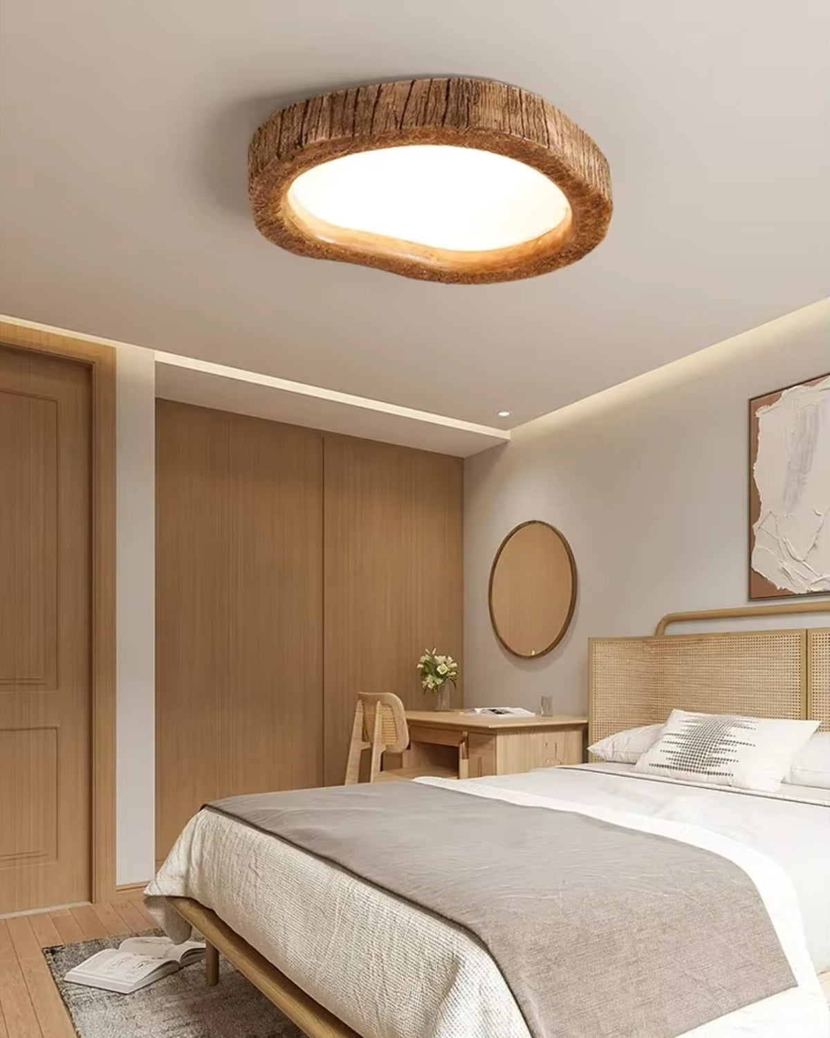 Holzlampe Japandi Stil Minimalistisch Dimmbar - BerlinGlamour