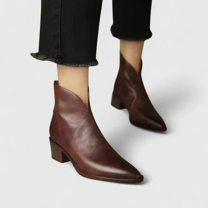 Elegante Stiefeletten Damen Blockabsatz Schwarz
