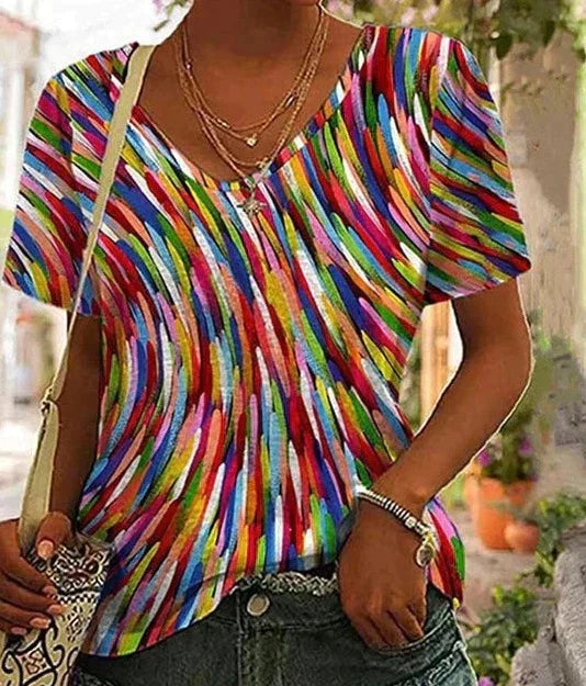 Bunte Damenoberteil Freizeit Top Sommer - BerlinGlamour