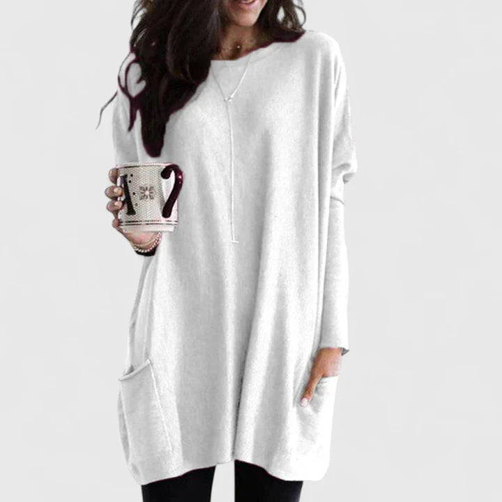 Damen Tunikakleid Lässig Langarm Sommerkleid