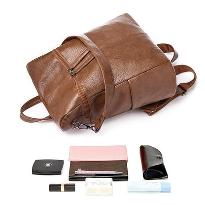 Großer Leder Rucksack Kapazitiv Modern