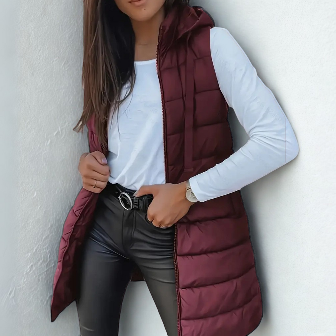 Lange Daunenweste Damen Warm Elegant