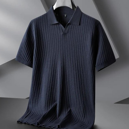 Herren Poloshirt Marineblau Strick Qualität