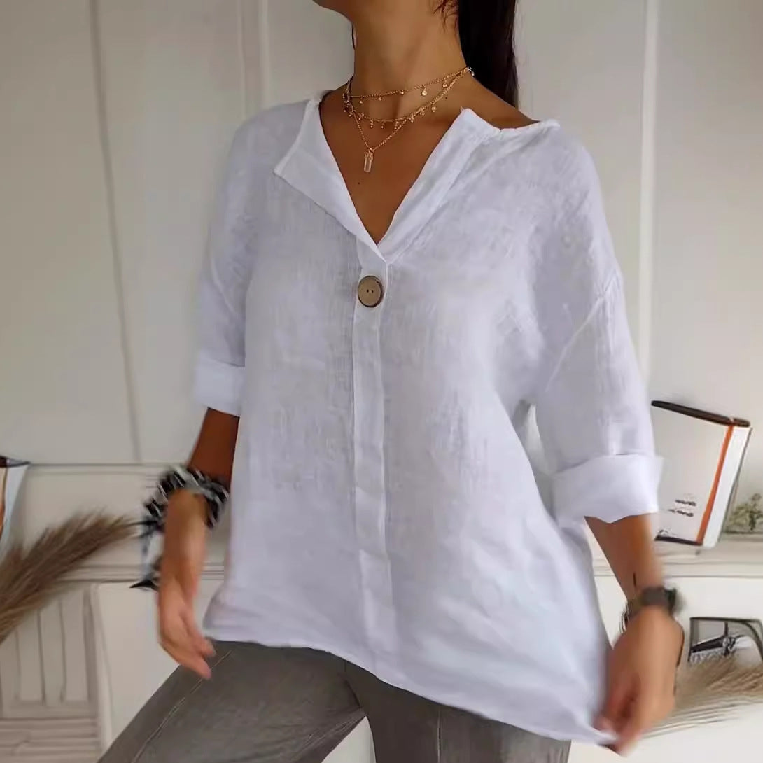 Damenbluse V-Ausschnitt Weite Bluse Sommer - BerlinGlamour