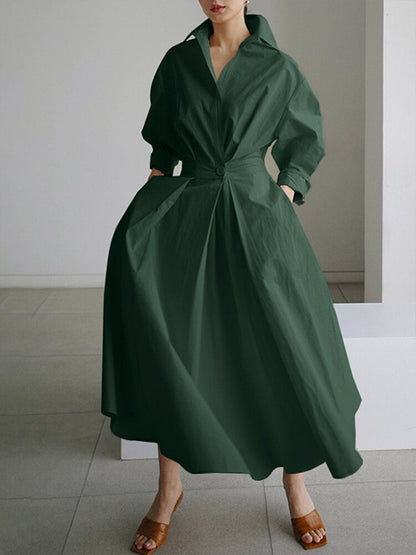 Damen Maxi Kleid Tailliertes Langhemd Elegант