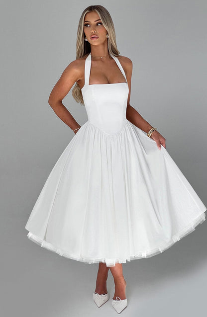Hochzeitskleid Damen Midi Kleid für Gäste Elegant