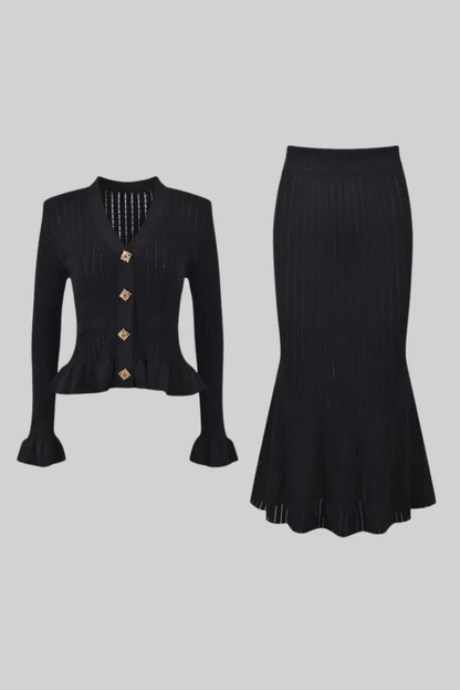 Eleganter Damen-Zweiteiler Strick Klassisch