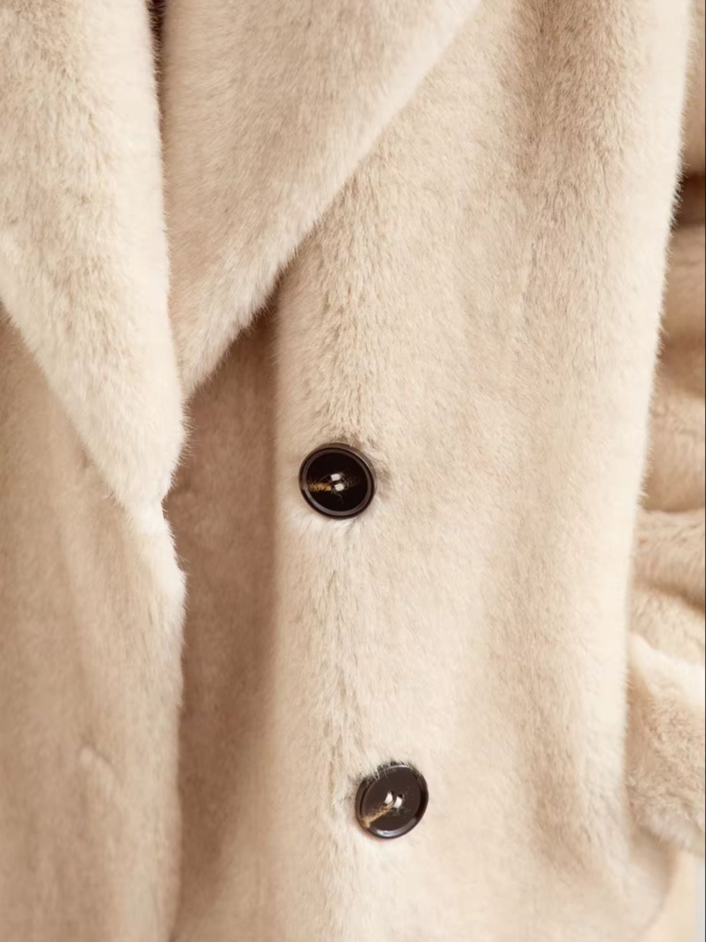Beiger Wollmantel Winter Doppelt Öffnung Damen