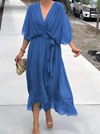 Elegante Wickelkleider Damen Midi Länge Zeitlos