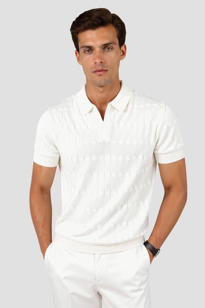 Klassisches Herren Polohemd Weiß Elegantes Design - BerlinGlamour