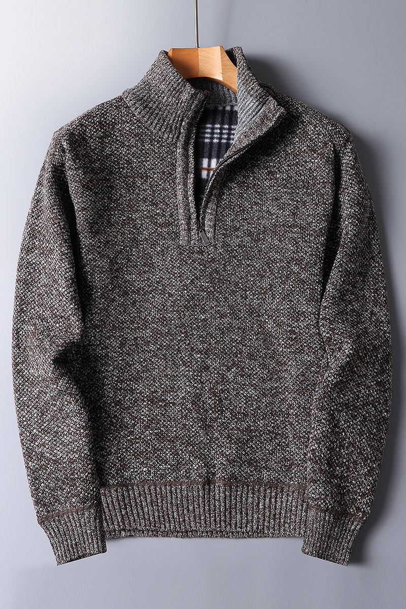 Herren Strickpullover Reißverschluss Warm Bequem